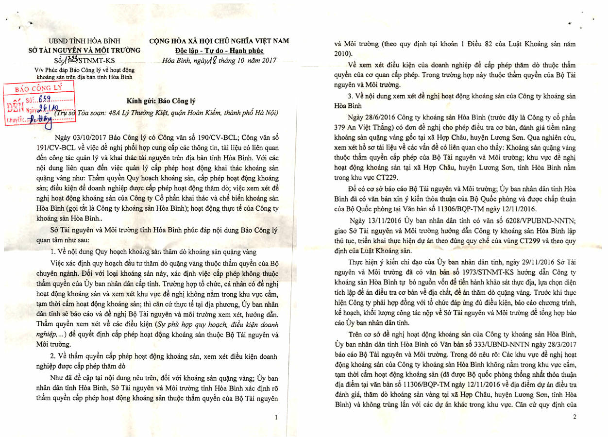 Quản lý khai thác vàng tuỳ tiện, trái pháp luật ở Hoà Bình: Thấy gì từ một công văn bao biện, né tránh sai phạm?