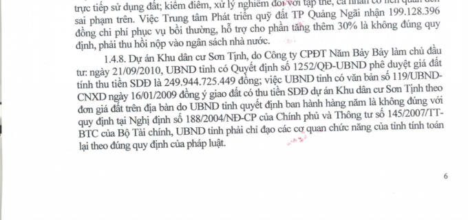 Kết luận của Thanh tra chính phủ.