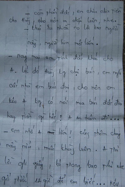 Những bức thư được cho là do bà Liễu viết gửi một người đàn ông tên Nguyễn Văn Tâm
