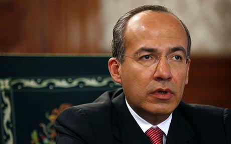 Tổng thống Felipe Calderón. Ảnh Telegraph