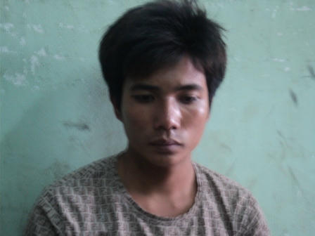 Đối tượng Vũ tại cơ quan công an.