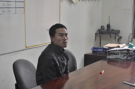 Đối tượng Cường tại cơ quan điều tra.