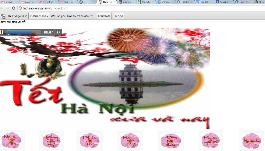 Giao diện trang chủ của web “tethanoixuavanay.vn”. 