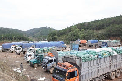 Bãi tập kết hàng XNK tại Na Hình; Bãi tập kết hàng hóa tại Nà Nưa; đường lên Nà Nưa. 