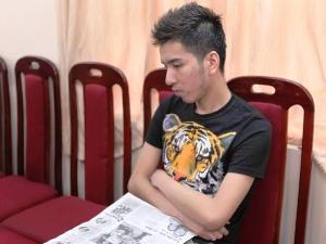 Đối tượng Kiên tại cơ quan điều tra. 