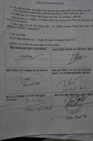 Đơn dự thầu của Cty Tuấn Hùng và Liên danh Thành Đạt – Hoàng Hùng sai theo mẫu quy định nhưng vẫn được xét thầu.