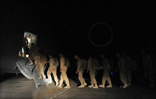 Binh sĩ Canada trở về từ Kandahar tháng 7/2011.  Ảnh: AFP