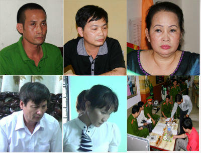 Từ trái qua phải, trên xuống dưới: Nguyễn Anh Tuấn (Tuấn  “Thần đèn”), vợ chồng Nguyễn Thị Hương (chị gái Tuấn “Thần  đèn”), Nguyễn Anh Tuấn (chồng Hương), Hoàng Trường Thọ và  Nguyễn Thị Lệ