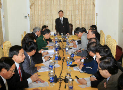 Thủ tướng Nguyễn Tấn Dũng phát biểu kết luận tại buổi làm việc với lãnh đạo chủ chốt   thành phố Hải Phòng. Ảnh: TTXVN