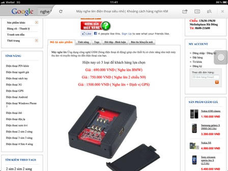 Một trang web rao bán thiết bị nghe lén