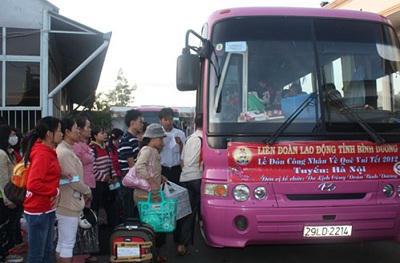 Chương trình xe đưa công nhân về Tết được Công đoàn  tổ chức nhiều năm nay