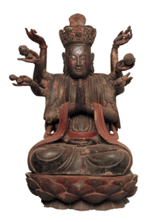 Tượng Bồ Tát Quan Âm bằng gỗ được sơn son thếp vàng, thời nhà Mạc, thế kỷ 16.