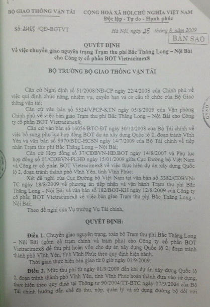 Văn bản của Bộ Giao thông Vận tải