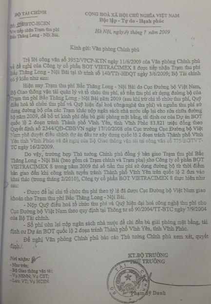 Văn bản của Bộ Tài chính