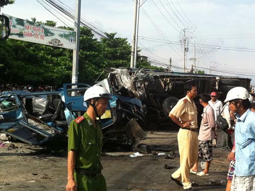 Hiện trường vụ tai nạn. Ảnh: Người lao động