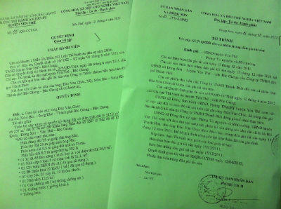 Thi hành án Dân sự huyện Yên Thế, UBND xã Đông Sơn khẳng định ông Chúc được quyền sử dụng 313m2 đất