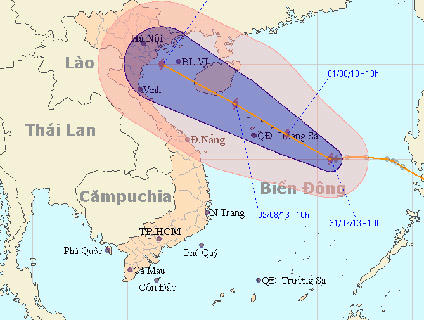Đường đi bão số 5 lúc 10h ngày 31/7.