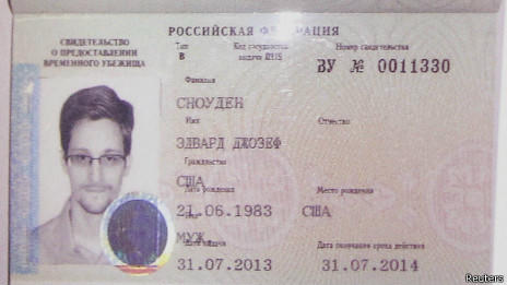 Văn bản cho phép tị nạn tạm thời của Snowden.