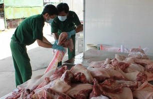 SỐ thịt heo lậu bị tịch thu.