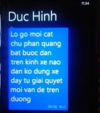 Tin nhắn của đối tượng Đ.H do nhà xe cung cấp
