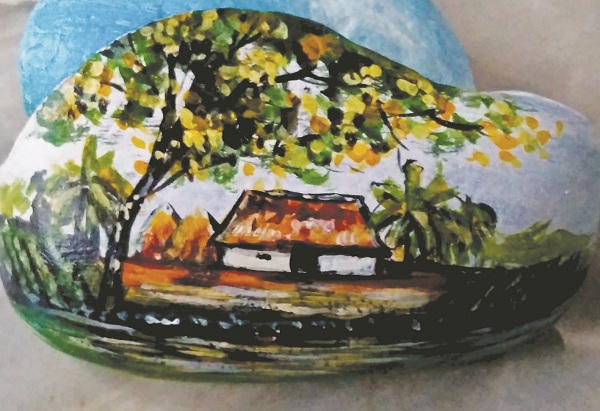 Độc đáo tranh trên đá cuội của chàng họa sĩ phố biển