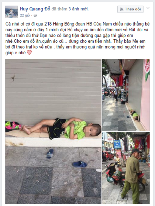 Xót xa bé trai 4 tuổi đêm đêm nằm vỉa hè Hà Nội chờ bố