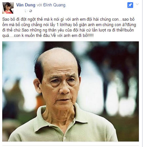 Nhiều người tự xưng 'con' bày tỏ tiếc thương 'bố' Phạm Bằng