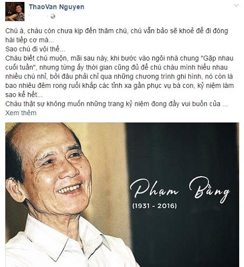 'Sao' nghẹn ngào viết lời từ biệt nghệ sĩ Phạm Bằng