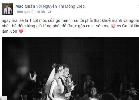 Mạc Hồng Quân khoe vợ sinh con trai đầu lòng
