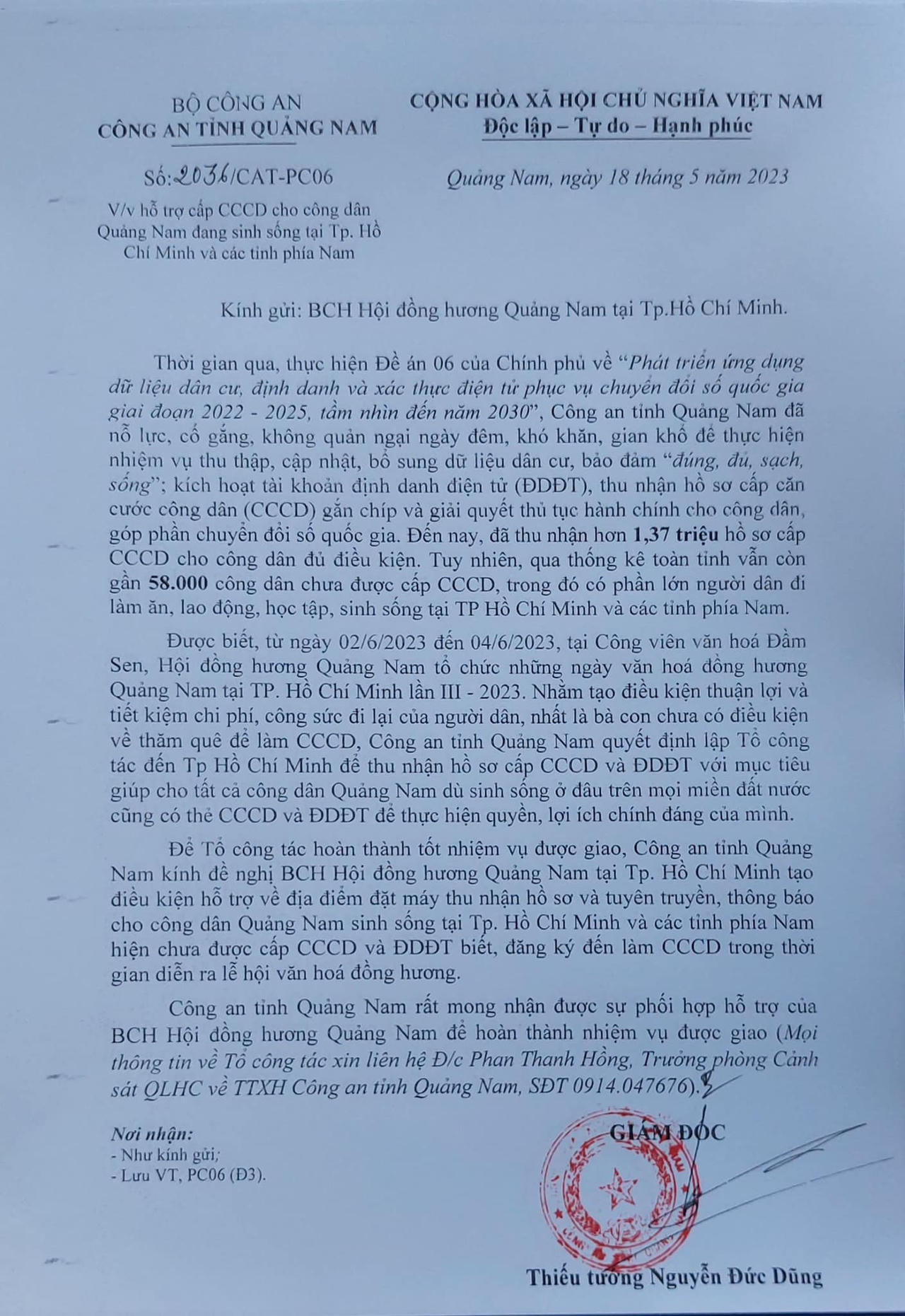 Công an Quảng Nam vào tận TP Hồ Chí Minh cấp CCCD cho người Quảng Nam xa quê