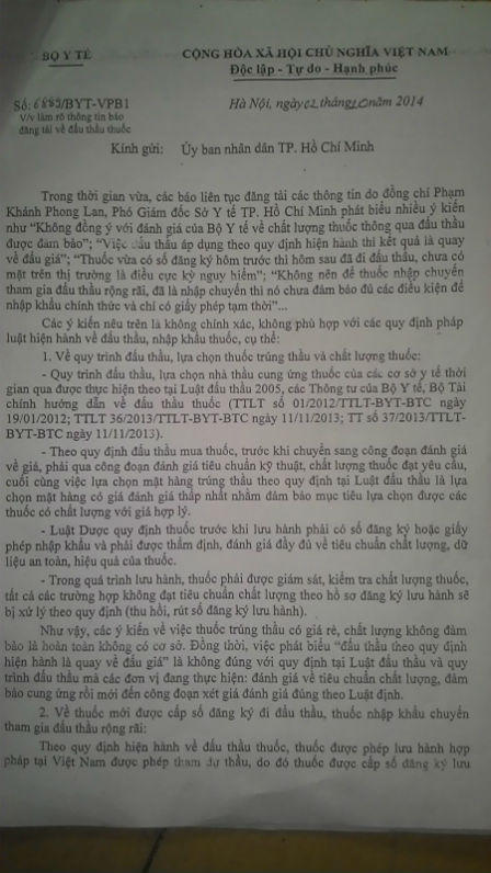 Bộ Y tế lên tiếng vụ "yêu cầu Đại biểu quốc hội giải trình"