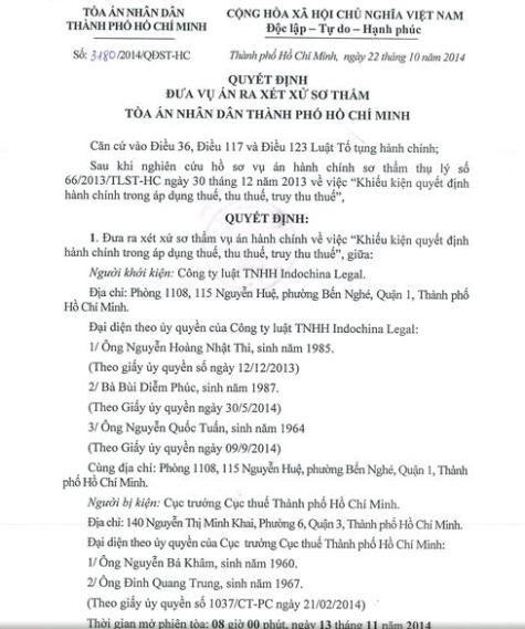 Cục Thuế TP.HCM thua kiện Công ty Luật nước ngoài