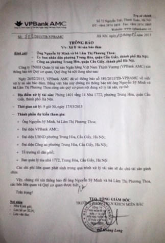 VPBank giam giữ người trái pháp luật, xâm phạm chỗ ở của công dân?