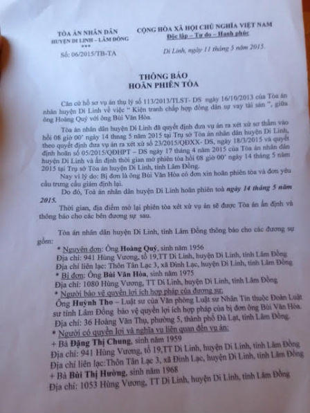 Lâm Đồng: Tòa án huyện Di Linh “bí trận”, liên tục hoãn xét xử