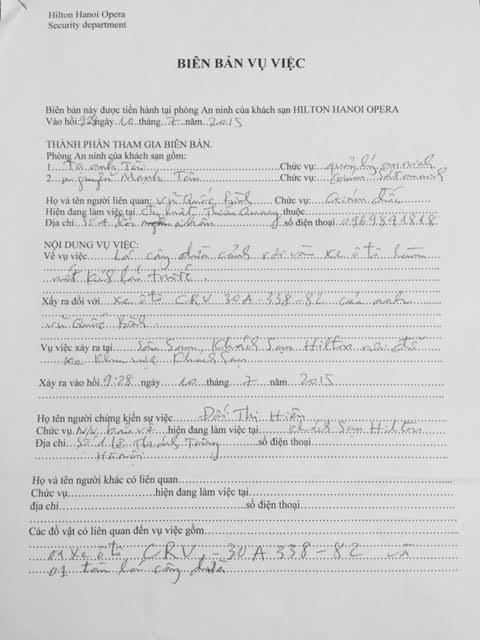 Ôtô CRV bị cành cây rơi vỡ kính, khách sạn Hilton bị tố bỏ mặc khách hàng?