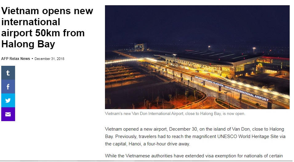 Truyền thông quốc tế đặc biệt chú ý tới sân bay Vân Đồn
