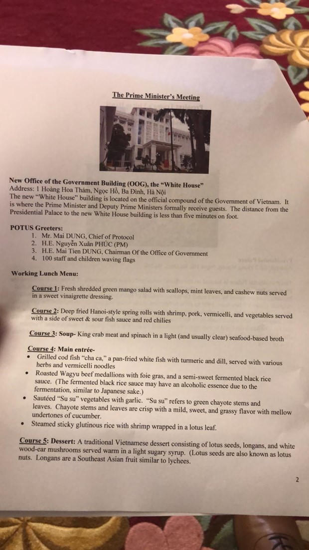 Có gì đặc biệt trong bữa trưa tiếp đãi Tổng thống Donald Trump? 