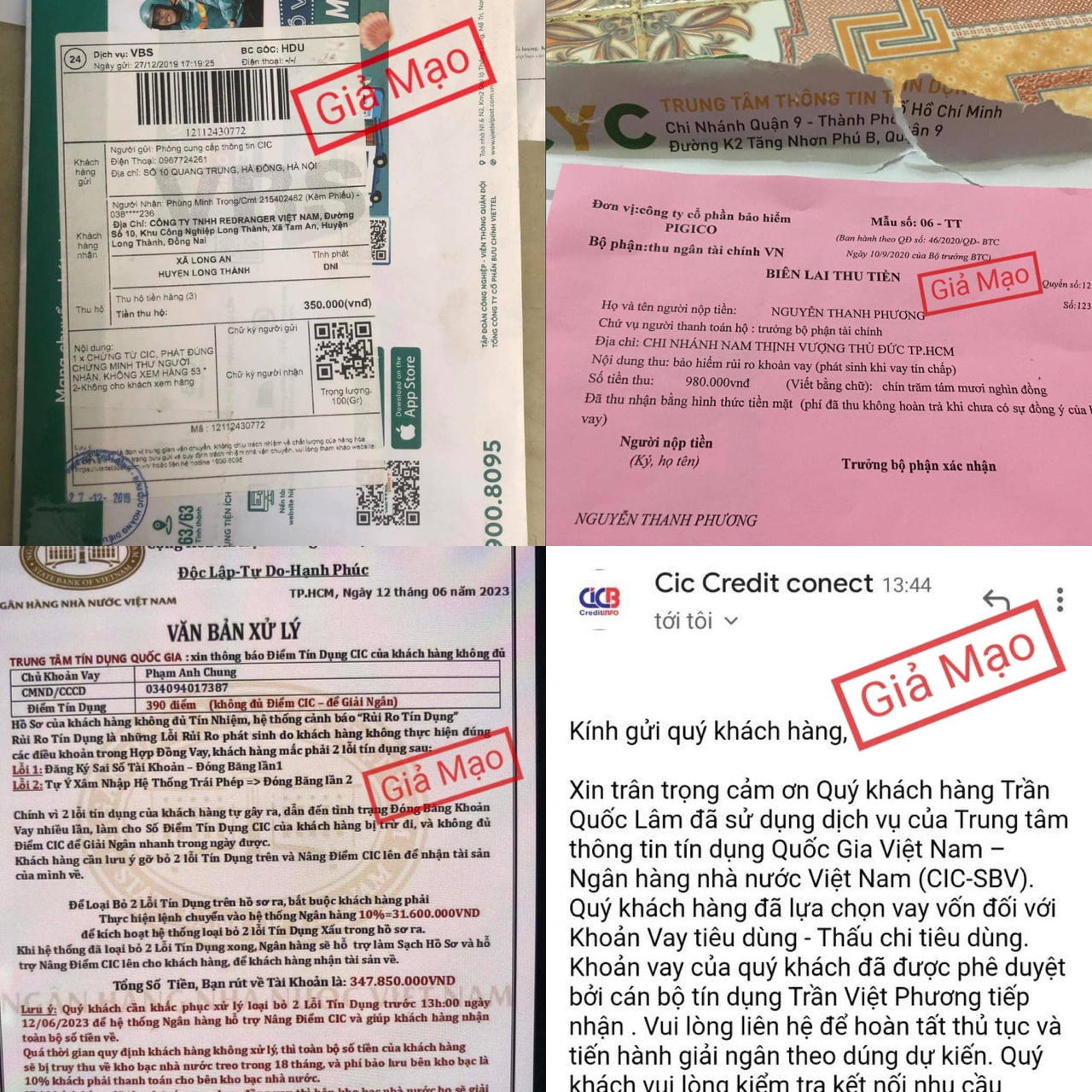 Mạo danh CIC để lừa nâng điểm tín dụng, đẩy nhanh quá trình giải ngân vốn vay