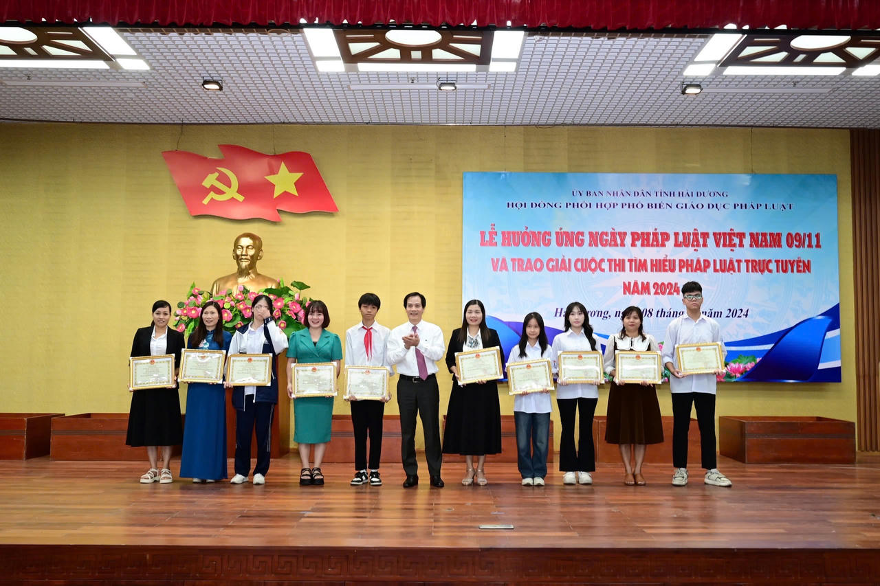 Hải Dương: Trao giải Cuộc thi tìm hiểu pháp luật trực tuyến năm 2024 