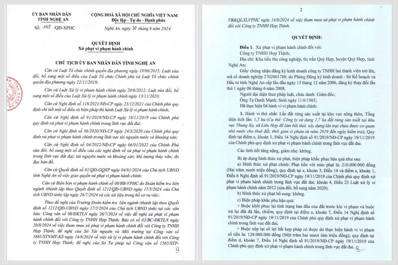 Xử phạt 355 triệu đồng một doanh nghiệp vi phạm về đất đai và khoáng sản