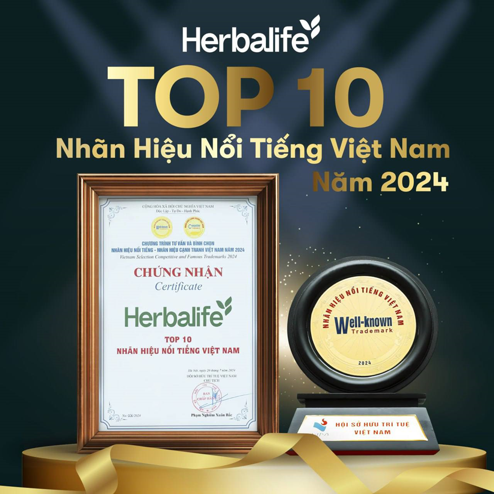 Herbalife Việt Nam đạt Chứng nhận Nhãn Hiệu Nổi Tiếng - Nhãn Hiệu Cạnh Tranh Việt Nam năm 2024