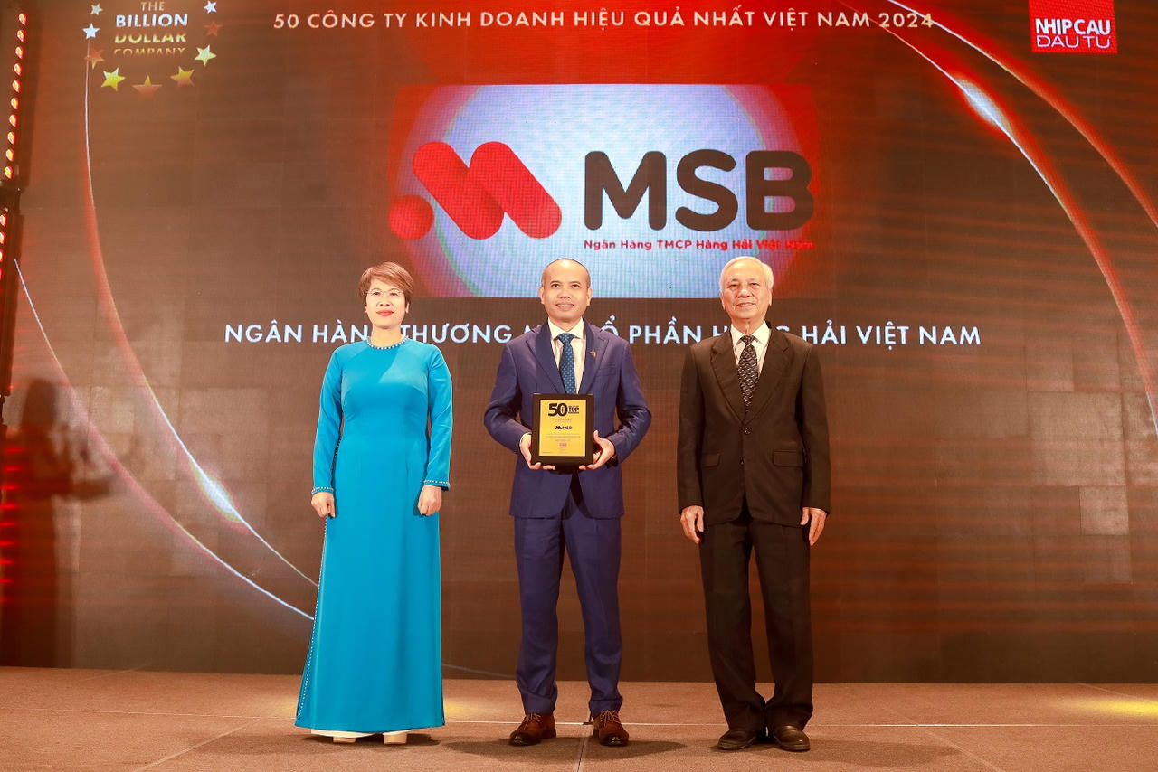 MSB lọt TOP 50 Công ty Kinh doanh hiệu quả nhất Việt Nam năm 2024