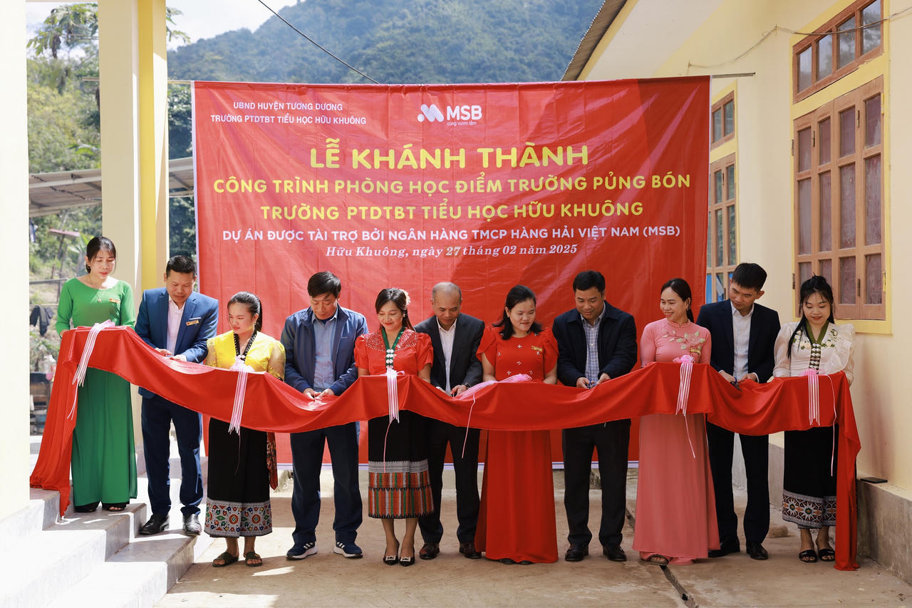 Khánh thành 4 phòng học mới do MSB tài trợ tại điểm Trường Pủng Bón, Nghệ An