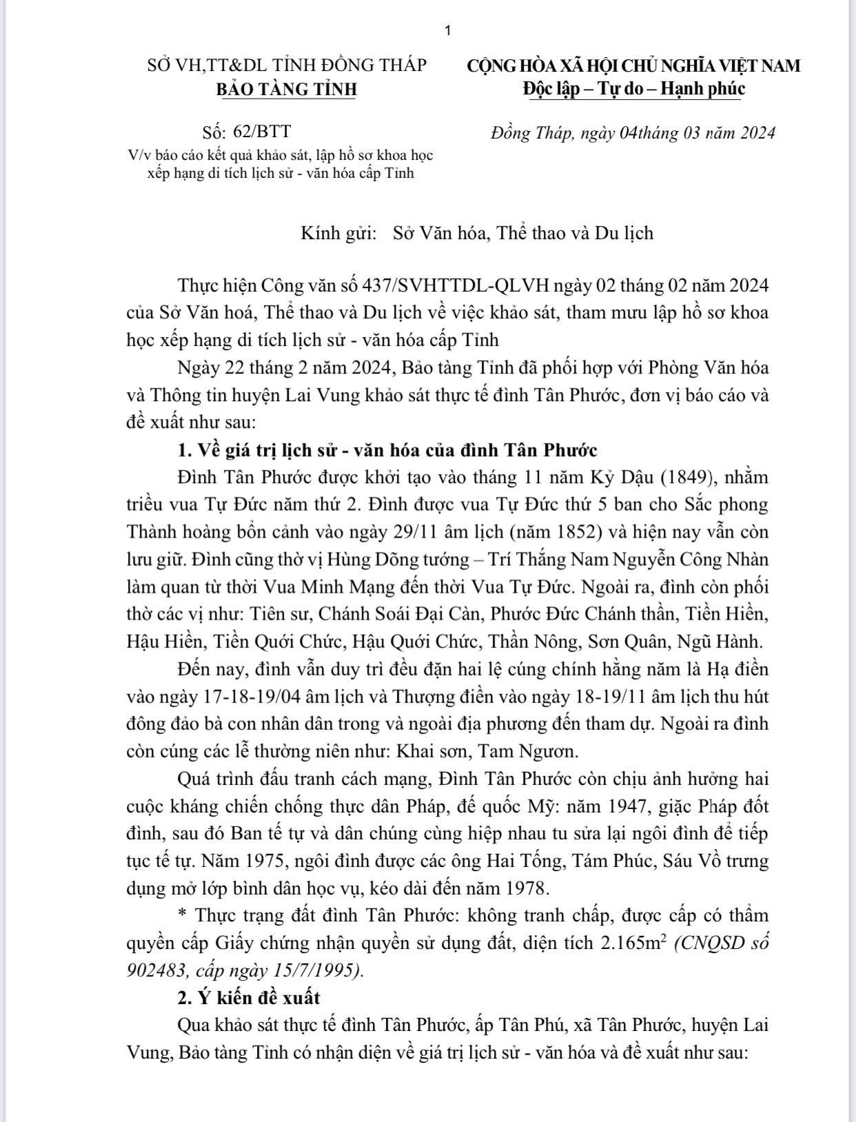 Đồng Tháp: Đình Tân Phước thờ tượng Thần là “không phù hợp”?