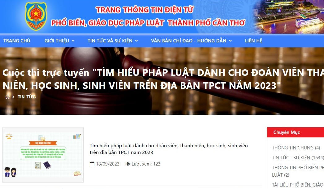 Cần Thơ tổ chức thi trực tuyến “Tìm hiểu pháp luật dành cho đoàn viên thanh niên, học sinh, sinh viên” 