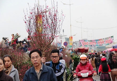 Rừng người đi chợ hoa Tây Hồ sắm Tết
