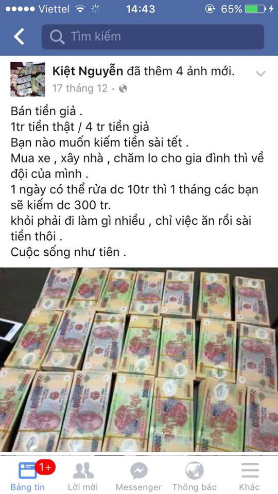 “Kinh doanh tiền giả” sẽ bị truy cứu trách nhiệm hình sự