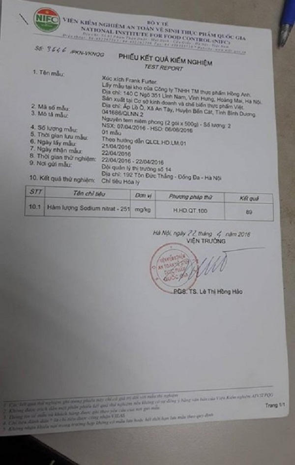 2 tấn xúc xích Vietfoods bị thu giữ chứa chất gây ung thư?