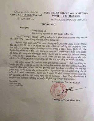 Công an Lào Cai: Cảnh báo về việc bắt cóc, lấy nội tạng