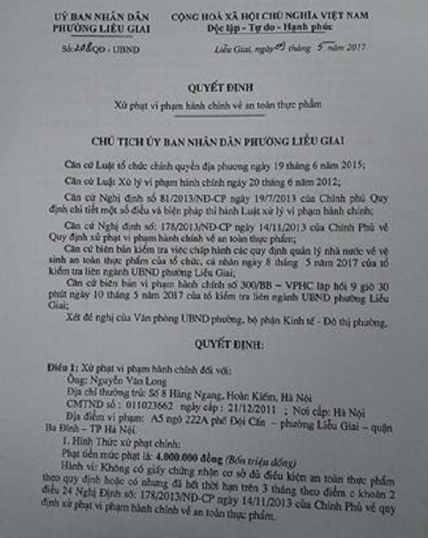 Quán Cộng Cà phê bị phạt vì vi phạm vệ sinh an toàn thực phẩm